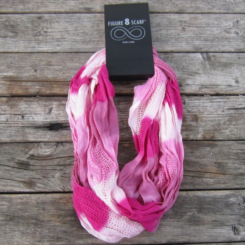 NWT Figure 8 Infinity Scarf Pink/White Balayage